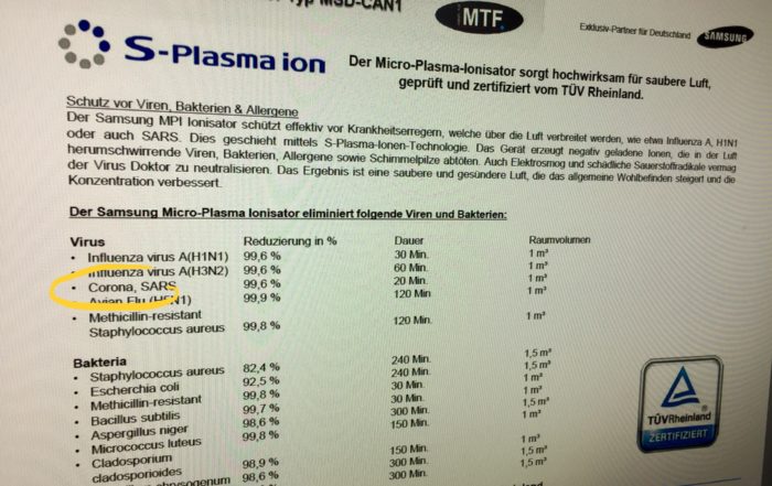 Hygienekonzept der Praxis - Luftreiniger